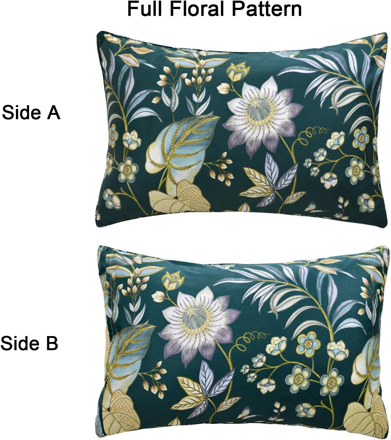Sheets Set Queen Teal Elegant Floral Sheets Tropical Plam Leave Sunflower Bedding 800 Thread Count Luxury Summer Bedding 100% Egyptian Cotton Deep Pocket Bed Sheets Set, 4 Pieces-Queen Size