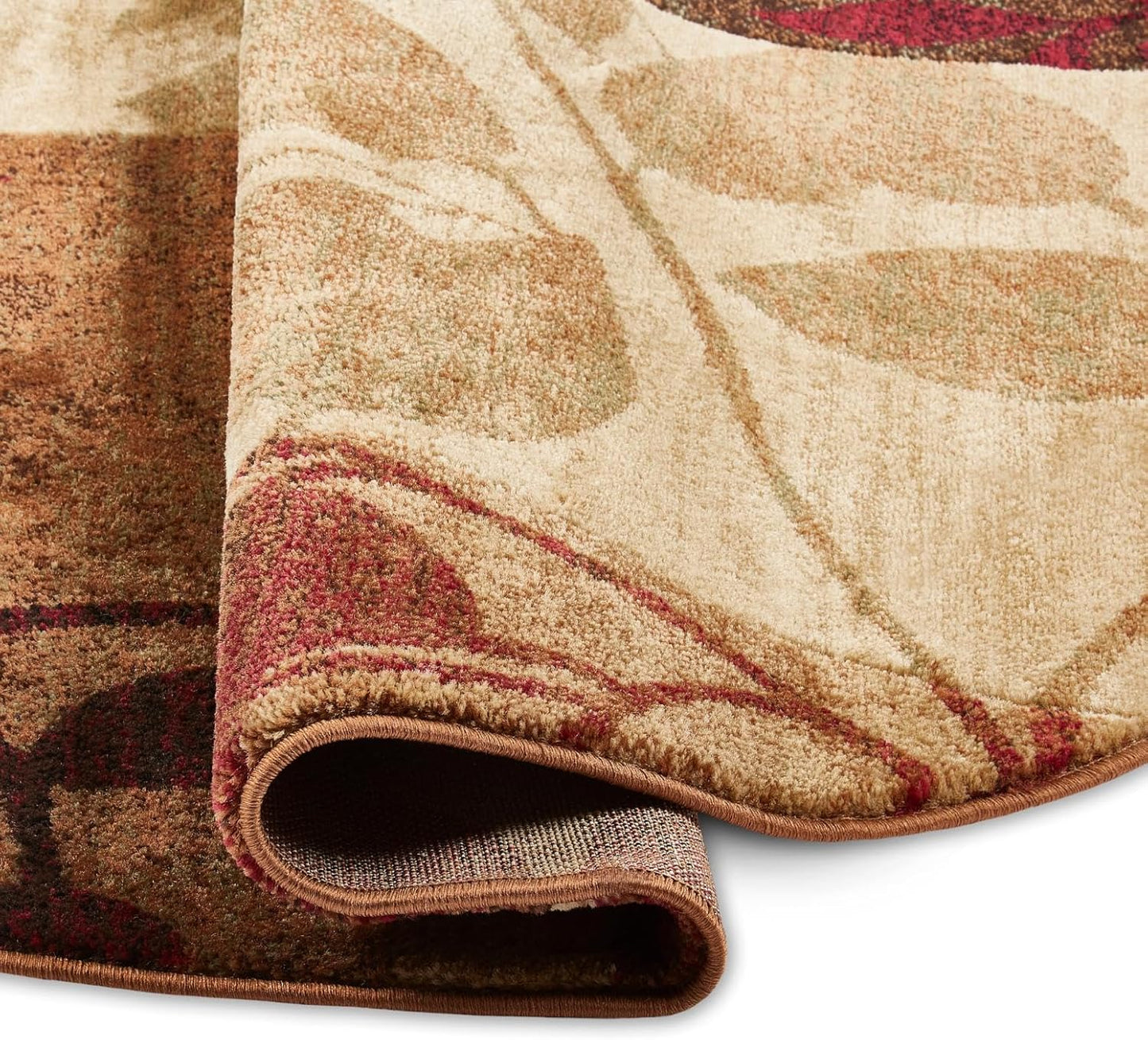 Amelia Modern Area Rug | 5'2" round | Beige/Green/Red