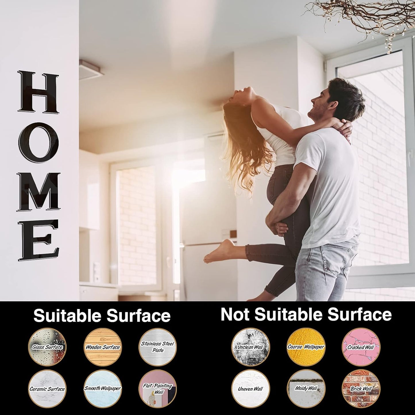 30 Pcs Living Room Wall Decor Home Mirror Wall Letter Signs Stickers DIY Acrylic Mirror Decals 3D Decorations for Home Bedroom Living Room Removable(Black)