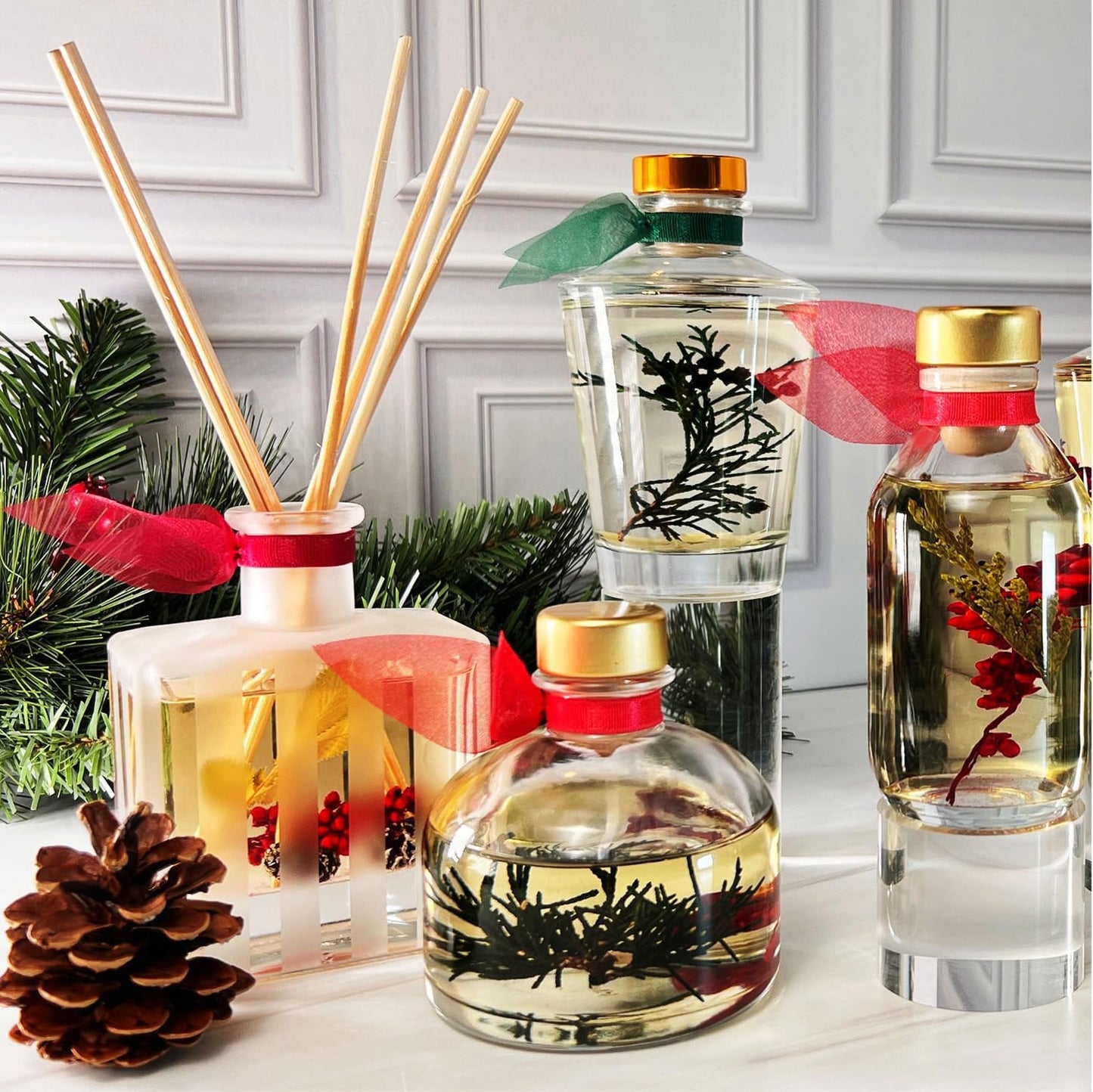 Reed Diffuser Set, Hawaiian Breeze Scented Oil Diffuser with Sticks, Home Fragrance Accessories for Bathroom Shelf Decor, Aroma Diffusers for Home or Office Desk, USA Made