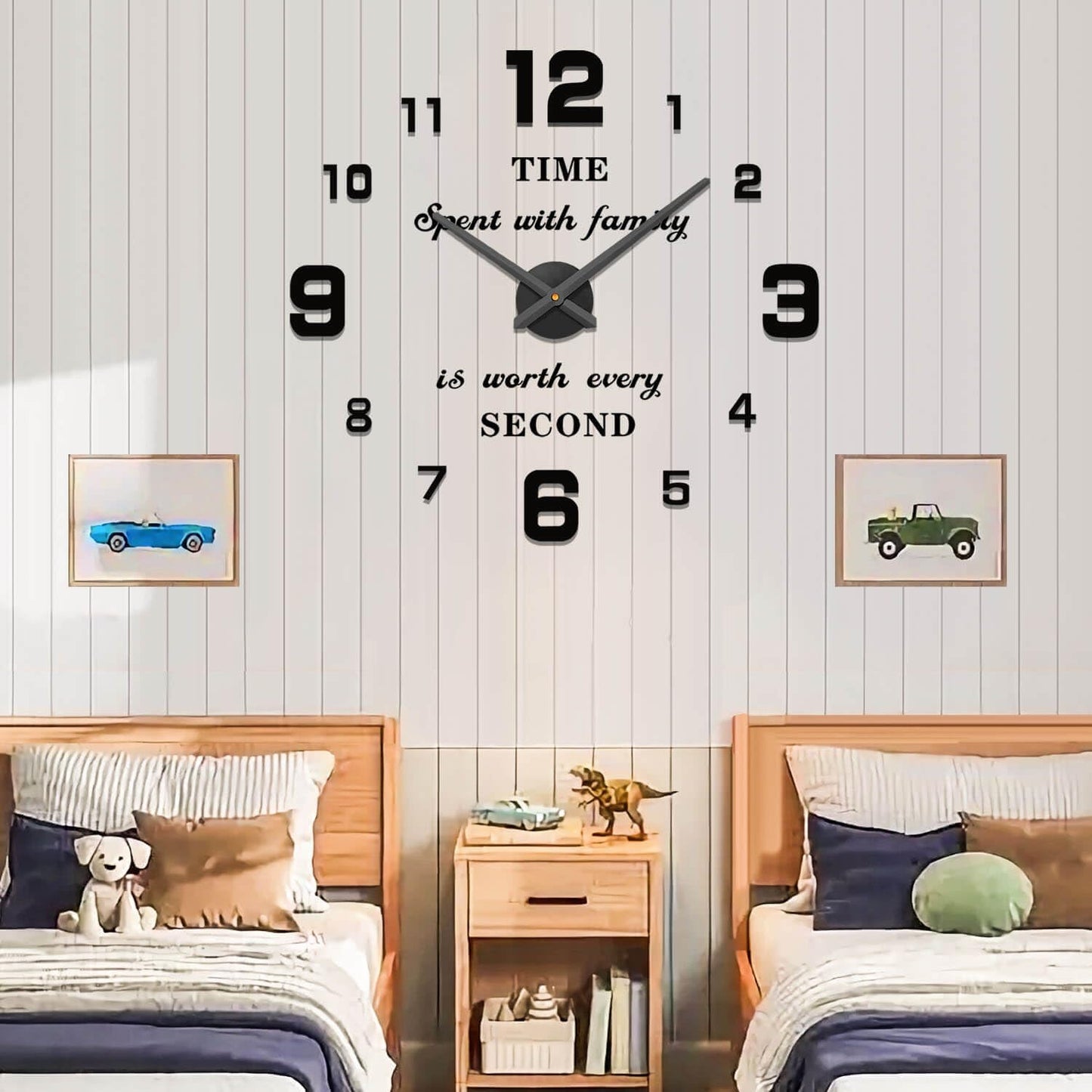 Wall Clock Big Wall Clocks for Living Room Decor, Decorative Wall Clocks Battery Operated (Black Wall Decor)