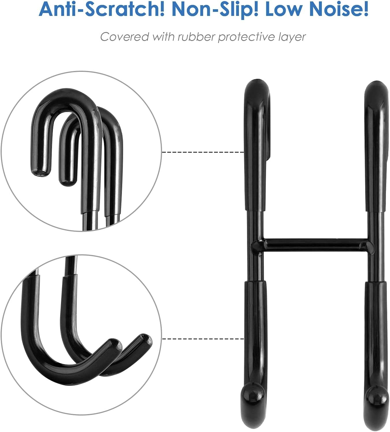 14-Inch Shower Squeegee Set, Includes Shower Door Hook and Adhesive Hook, Squeegee for Shower Doors, Mirror and Window, Black