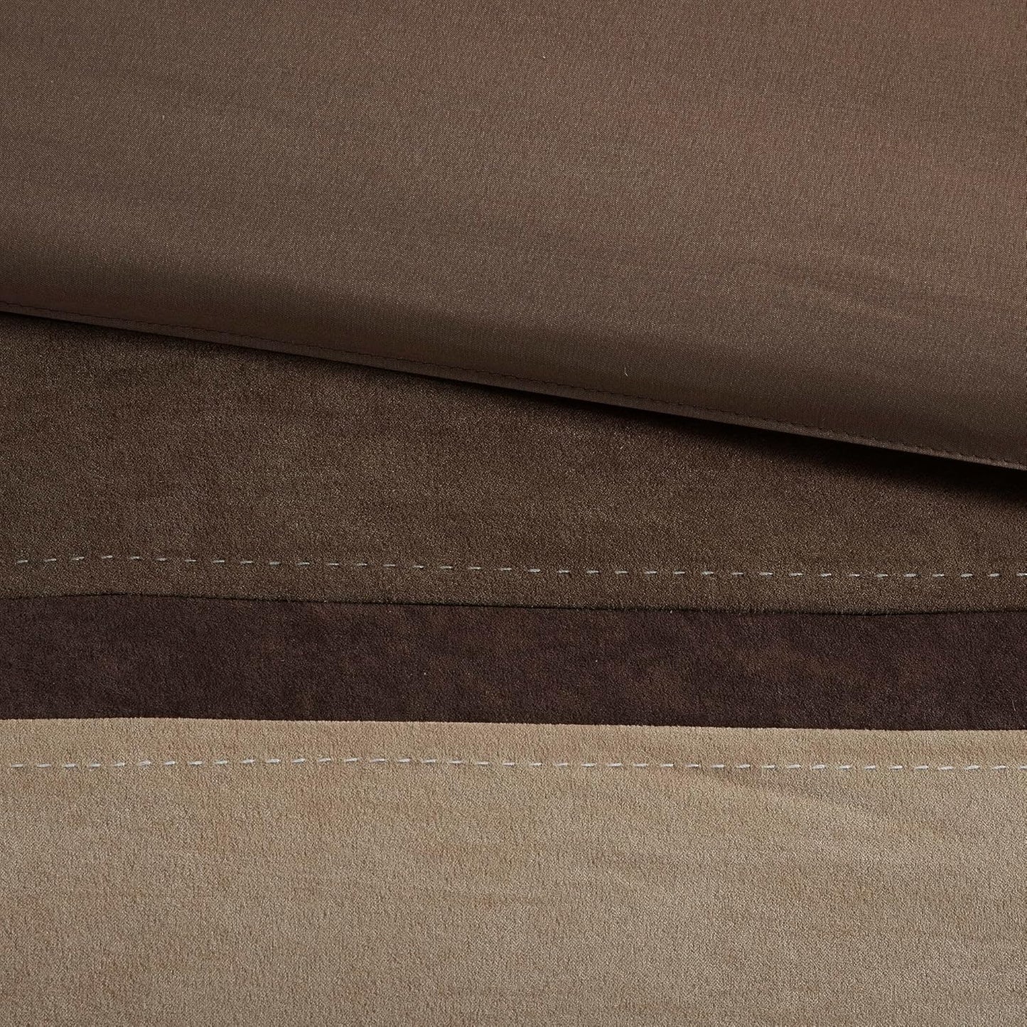 Palisades Comforter Set Modern Faux Suede Pieced Stripe Design, All Season down Alternative Cozy Bedding with Matching Shams, Decorative Pillows, King(104"X92"), Brown 7 Piece