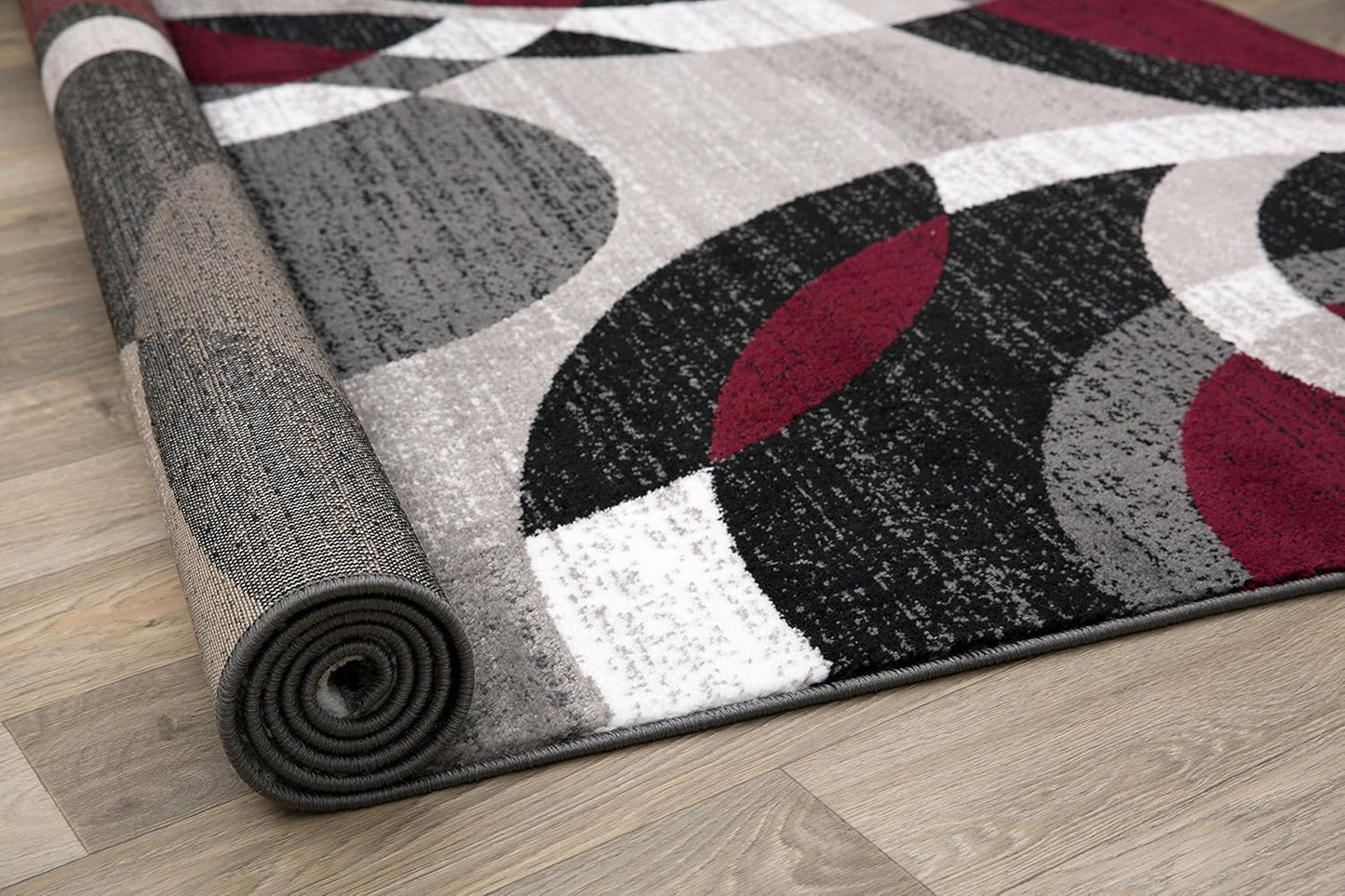Contemporary Abstract Circles Perfect for High Traffic Areas of Your Living Room,Bedroom,Home Office,Kitchen Area Rug 5'3" X 7'3" Red