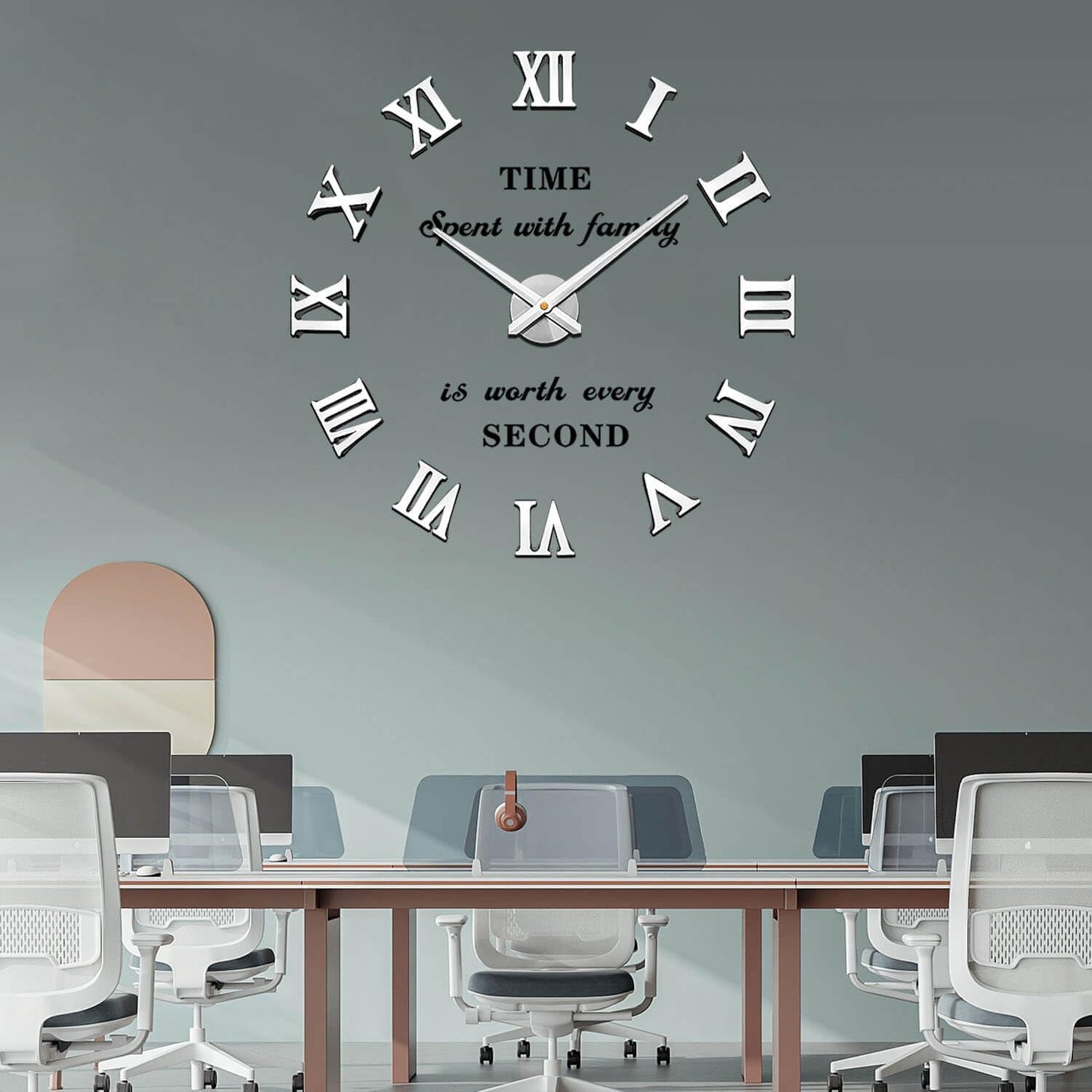 Wall Clock 26"~39",Super Long Warranty 90 Days, Free Replacement Quality Problems;Noble Stylish Oversized Numeral Modern Home for Living Room,Kitchen,Farmhouse,Fireplace(Mirror Silver)