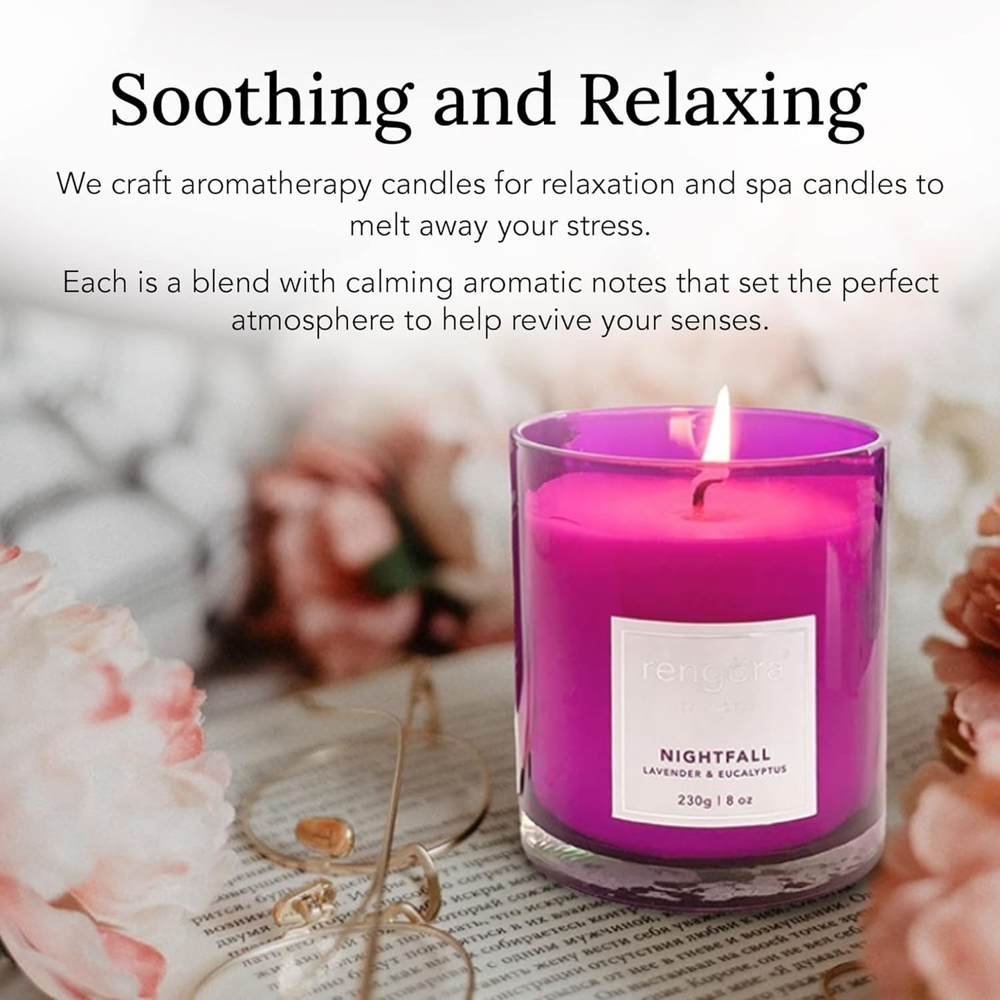 Scented Candles - 8Oz Lavender and Eucalyptus Candles for Home Scented, Clean Burning Candles Long Burning Magenta Purple Glass Candles Scented, Soy Scented Candle, Aromatherapy Candle Gifts for Women