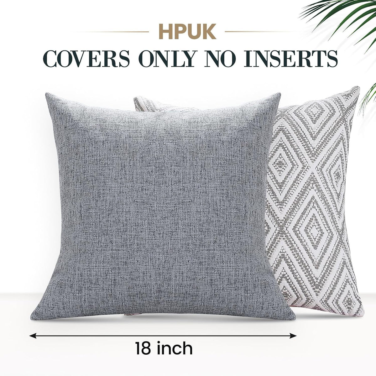 Throw Pillow Covers 18X18, Set of 4, Grey Textured Couch Pillow Covers | Polyester Fabric, Patterned and Solid Designs, Hidden Zippers, Machine Washable, for Sofas and Beds, Inserts Not Included