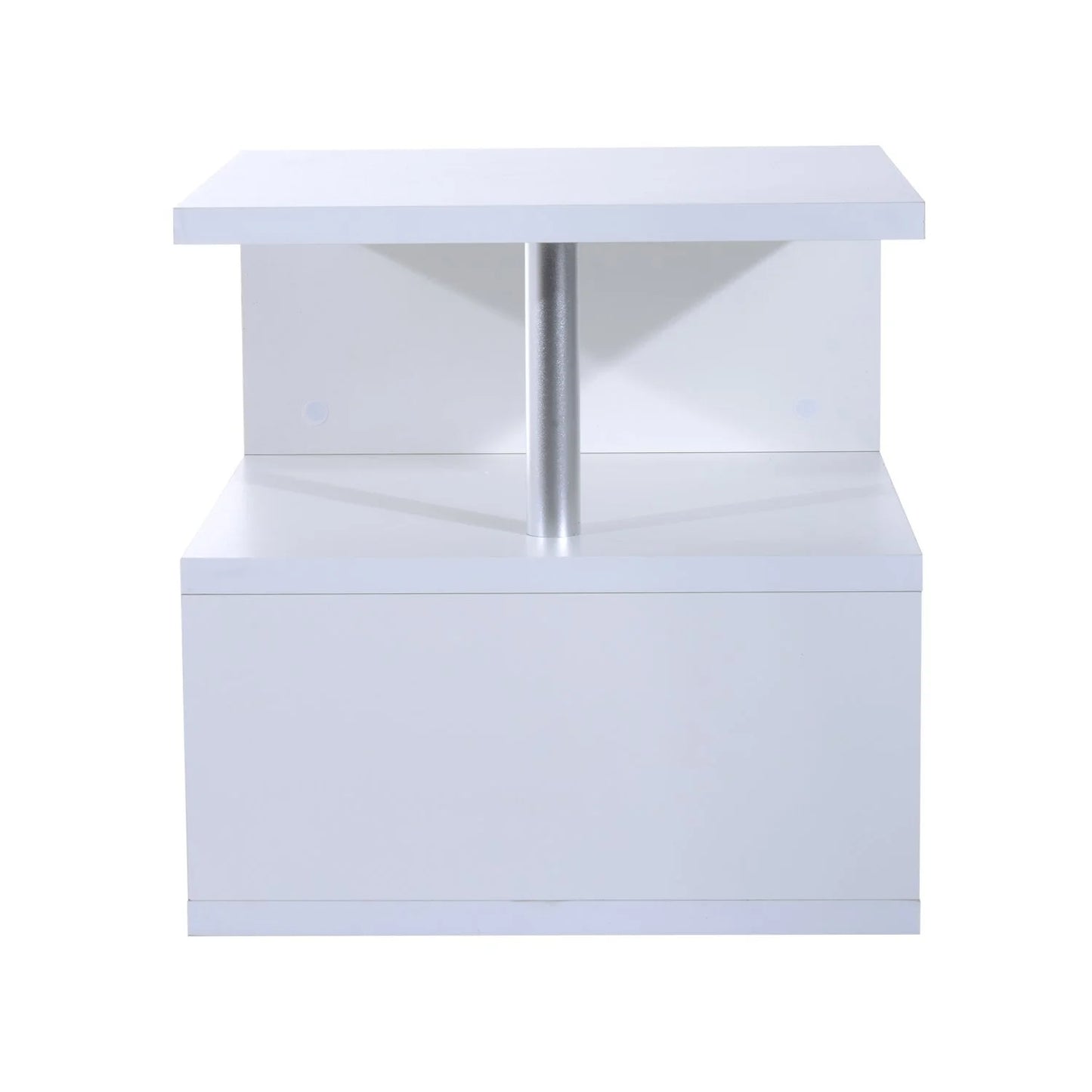 20" Modern Designer S-Shaped Multi Level Accent End Table Shelf - White