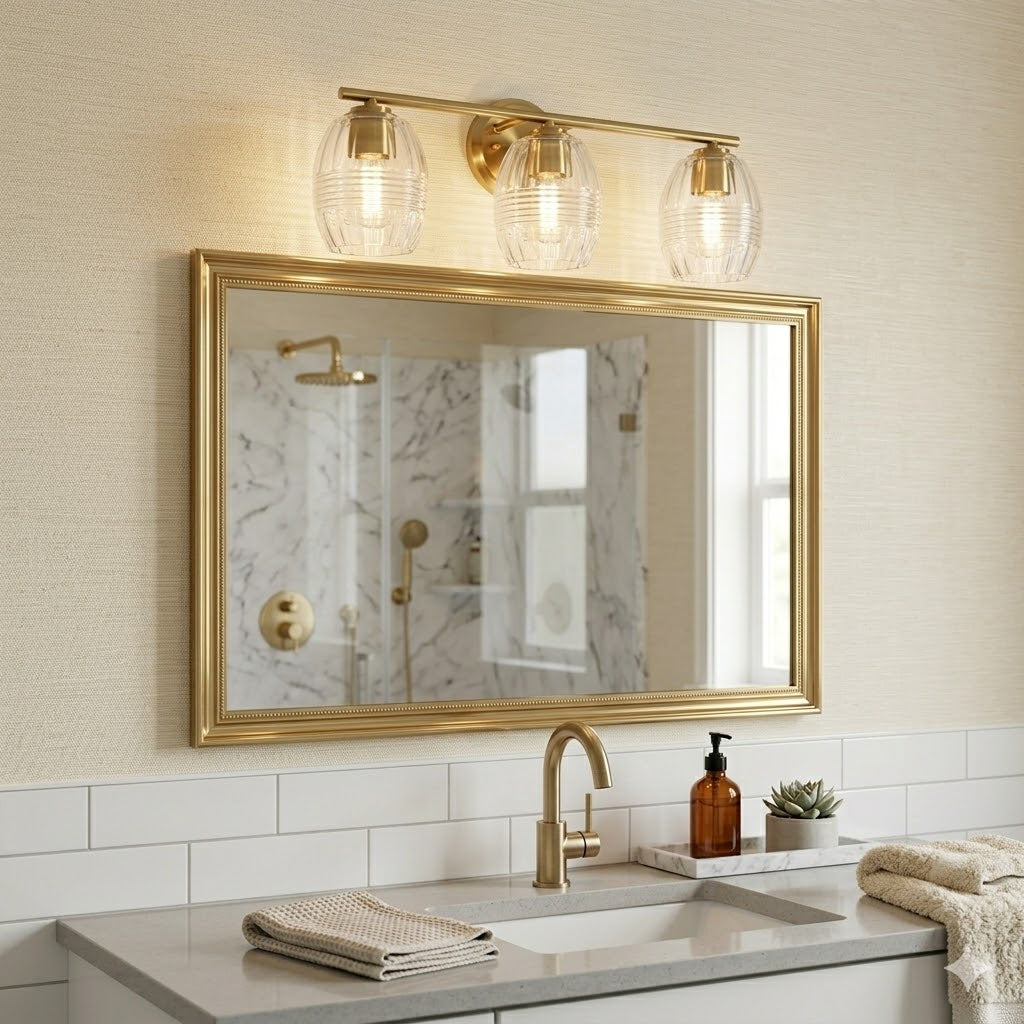 Luster Three Lights Vanity with Clear Glass