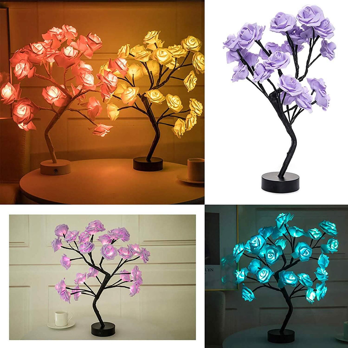 Rose Tree Lamp — Flower Accent Lamp, USB or Battery