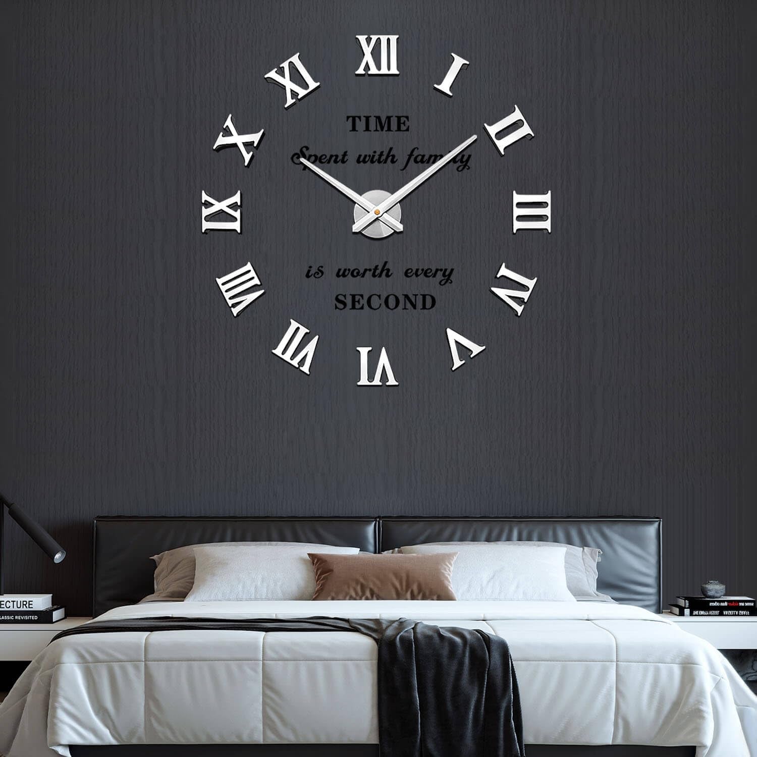 Wall Clock 26"~39",Super Long Warranty 90 Days, Free Replacement Quality Problems;Noble Stylish Oversized Numeral Modern Home for Living Room,Kitchen,Farmhouse,Fireplace(Mirror Silver)
