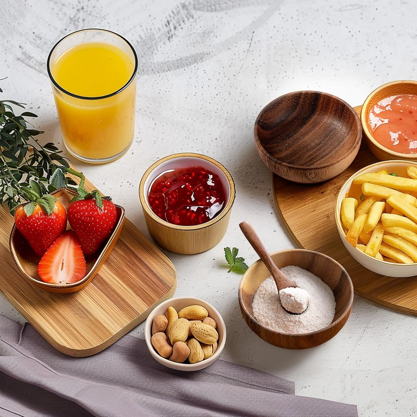 Wooden Dipping Bowls, 4 Pack Sauce Bowls, 2.5 Oz Sauce Dish, Acacia Wood Sauce Bowls for Ketchup, Barbecue Sauce, Dressings, Appetizers