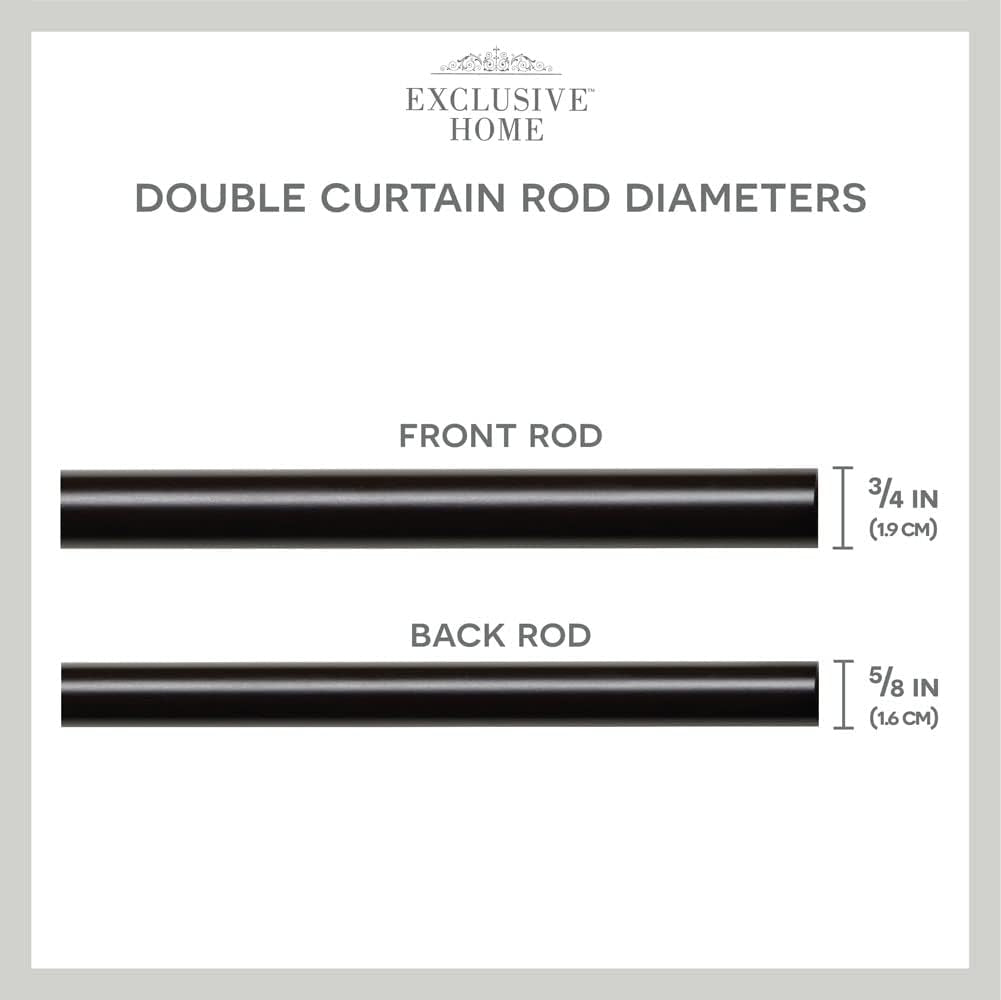 Curtains ER1025-03 3672 Topper Double Curtain Rod and Finial Set, 36"-72", Matte Bronze