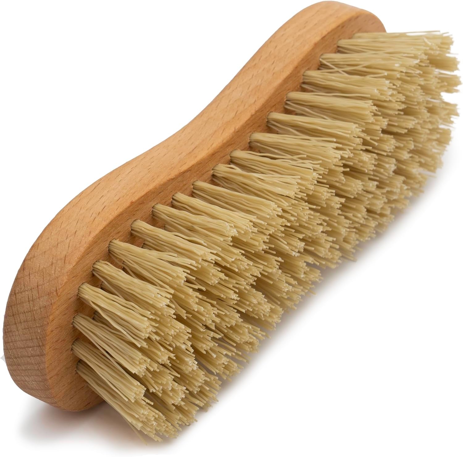 Nylon Fiber Economy Utility Cleaning Hand Brush | Heavy Duty Hand-Held Scrub Brush Stiff Bristles | Wooden Body, Ideal Scrub Brushes for Cleaning (Peanut Shaped)