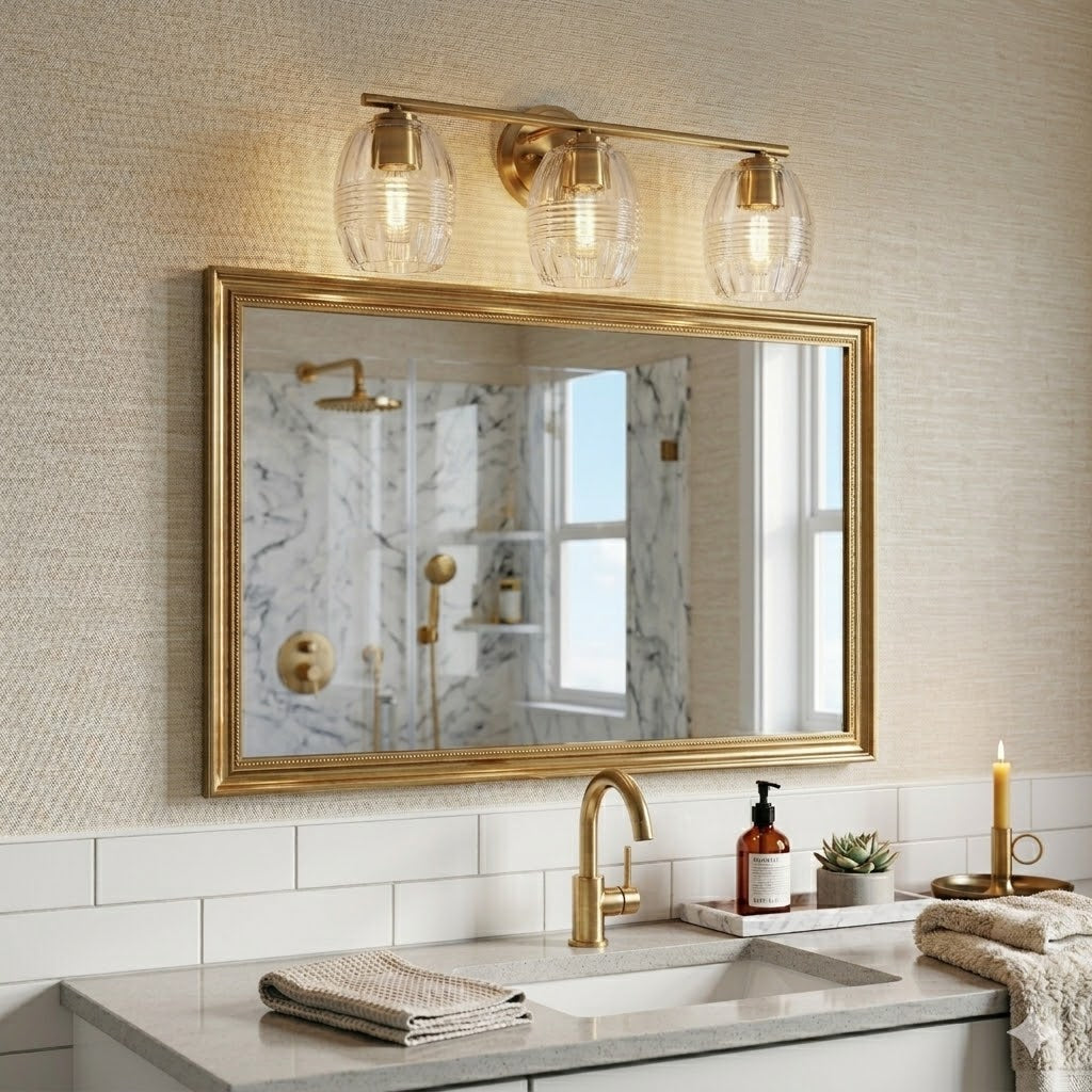 Luster Three Lights Vanity with Clear Glass