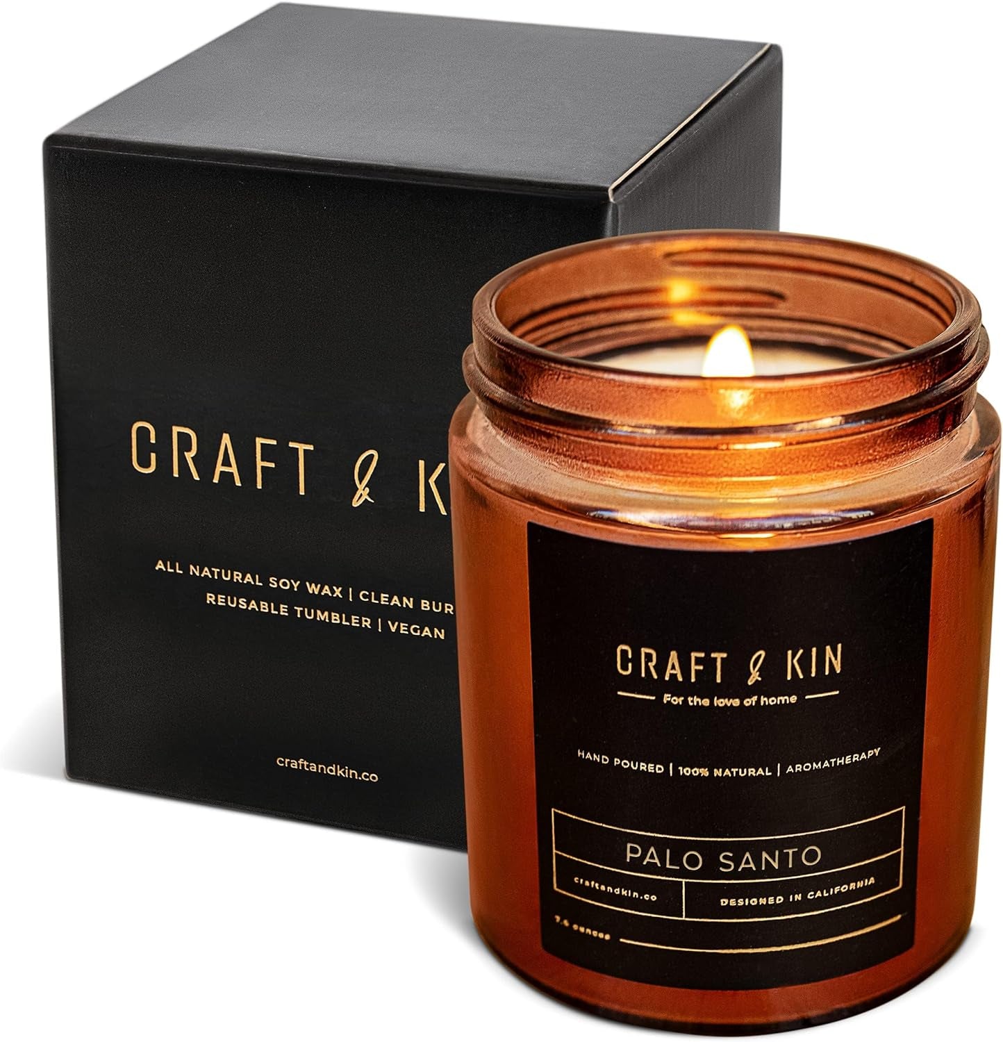 Scented Candles for Men | Palo Santo Candle | All-Natural Scented Candles for Home | Long Lasting with 45 Hour Burn Time, 8Oz