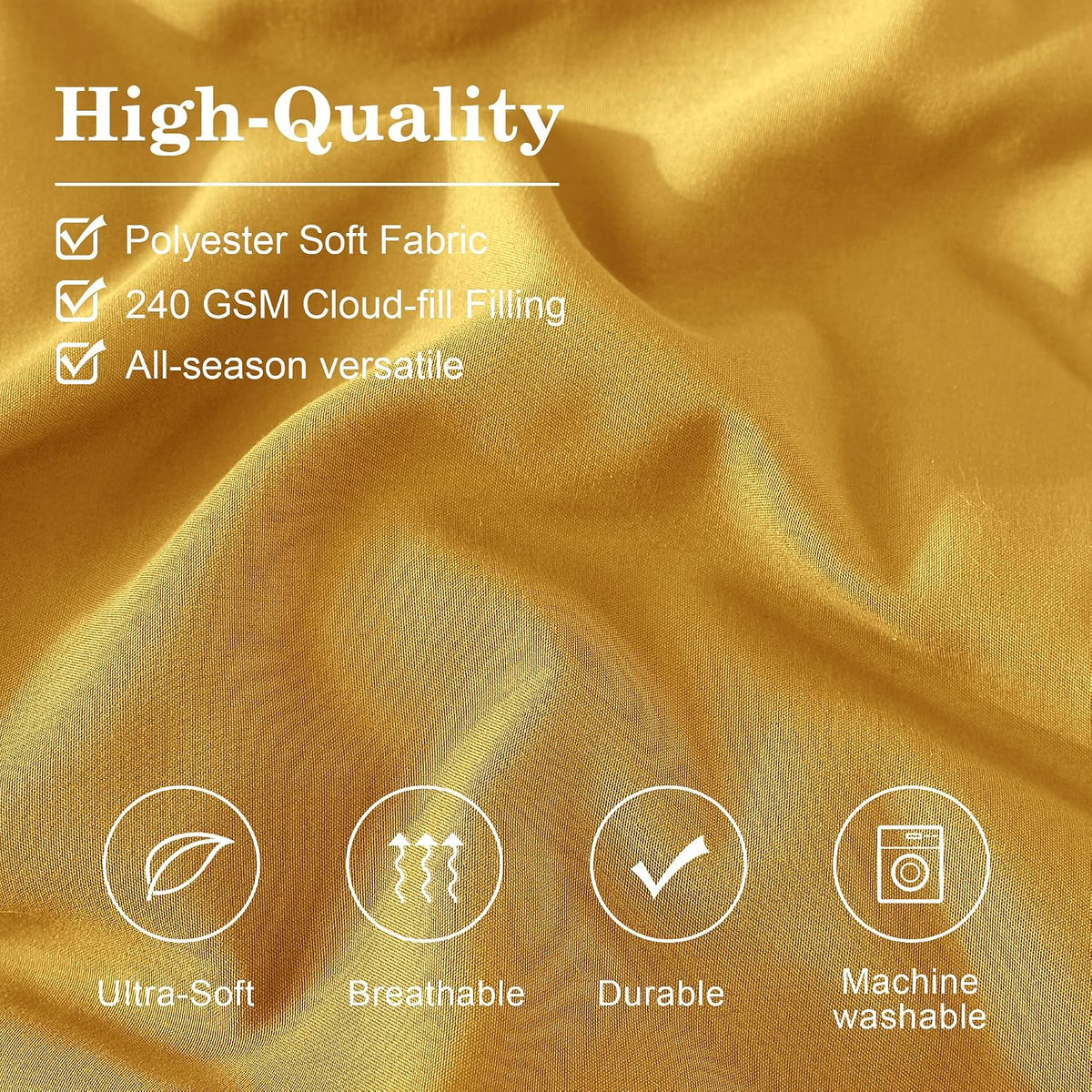 King Size Comforter Set-7 Pieces Yellow Soft Bed in a Bag King Bedding Sets