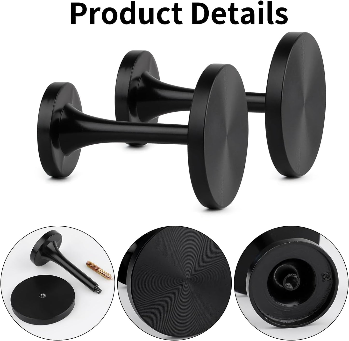 ​2 Pack Black Curtain Tiebacks,Wall Mounted Zinc Alloy Holdbacks with Screws, Decorative Metal Hooks,Curtain Holders for Drapes and Window Treatments in Home or Office
