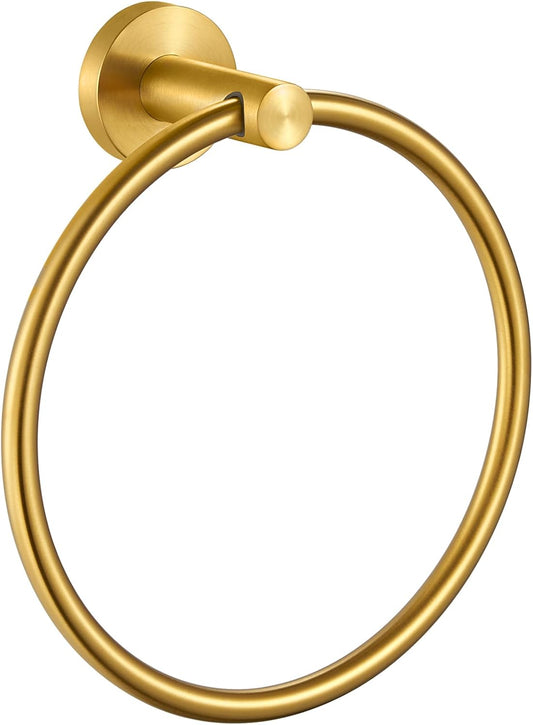 Towel Ring for Bathroom Wall, Brushed Gold Hand Towel Ring Holder, Heavy Duty SUS 304 Stainless Steel Modern Bathroom Accessories