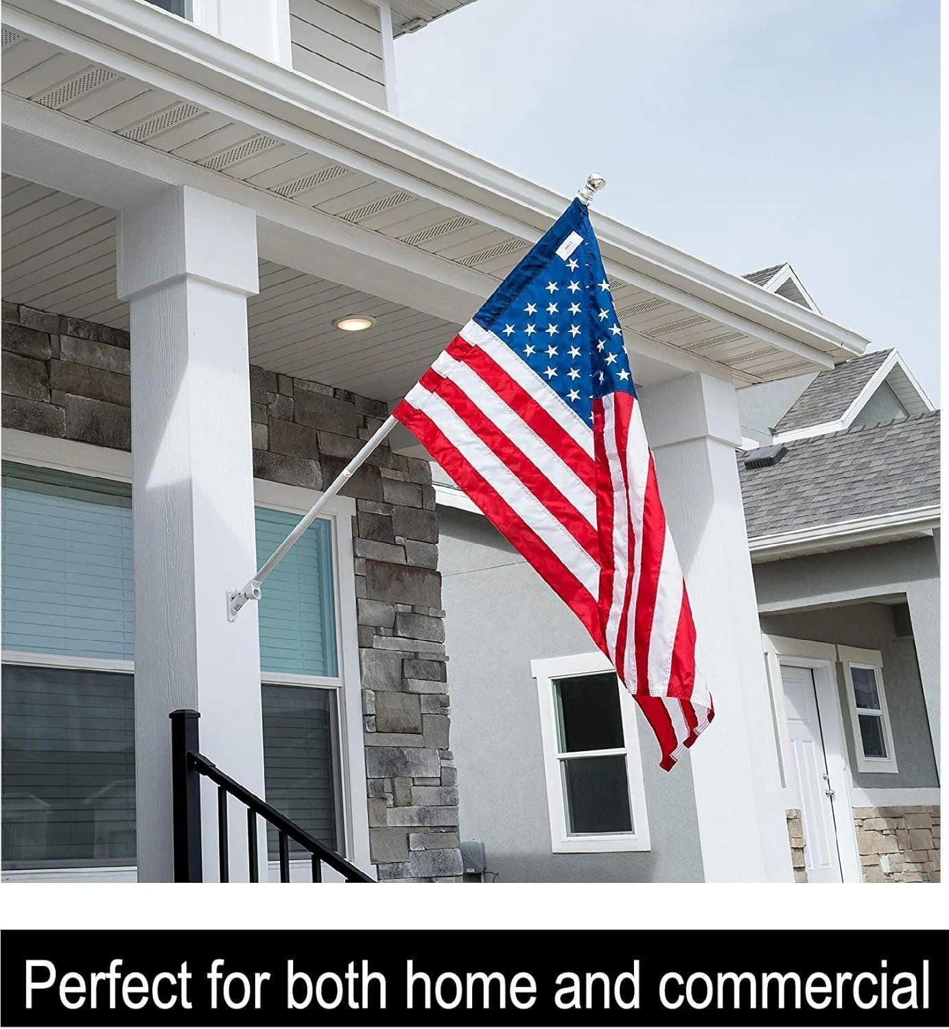Two Position Fixed Wall Mount Bracket for Flag (NO Flagpole, NO Flag Included)