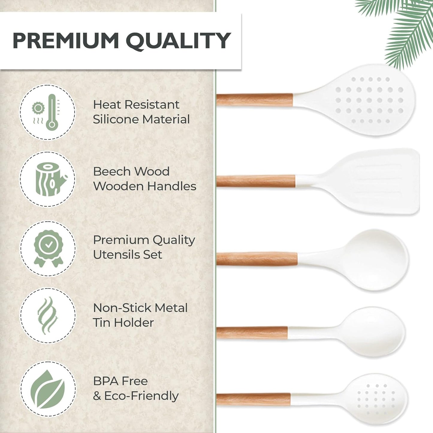 Silicone Cooking Utensils Set White – 11 Pcs Silicone Spatula Sets for Cooking | Heat-Resistant, Bpa-Free Kitchen Utensils Set for Cooking & Baking | Non Toxic Cooking Utensils Set with Utensil Holder
