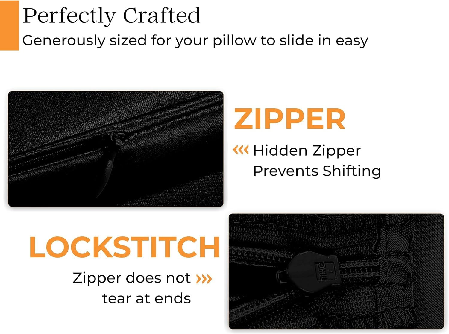100% Mulberry Silk Pillowcase for Hair and Skin Health, Hidden Zipper, 22 Momme, Both Sides Smooth, Breathable and Natural, Machine Washable, (Standard, Black)