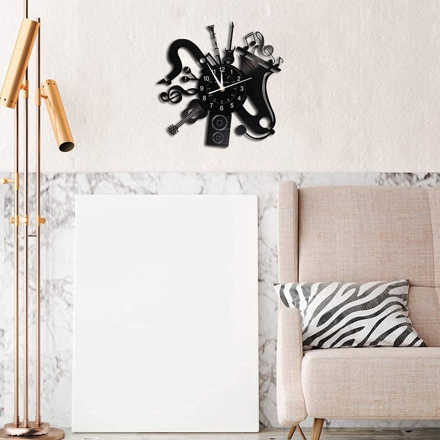 Music Vinyl Record Wall Clock, Music Room Decoration, Music Theme Wall Clock. (Music B)