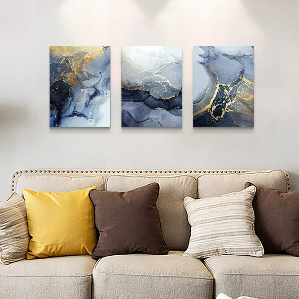 Abstract Wall Decor for Living Room Bedroom Wall Art Paintings Abstract Ink Painting Wall Artworks Hang Pictures for Office Decoration, 16X24Inch/Piece, 3 Panels Bathroom Home Decorations Posters