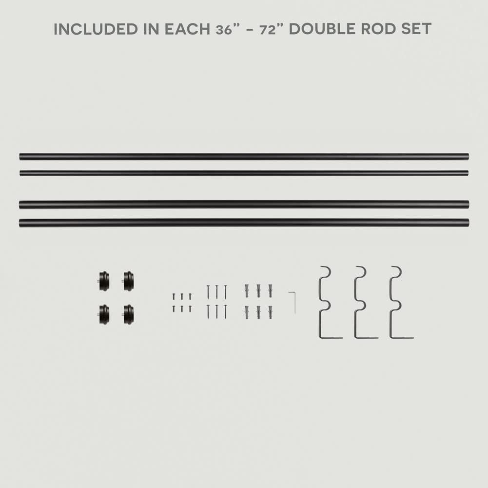 Curtains ER1025-03 3672 Topper Double Curtain Rod and Finial Set, 36"-72", Matte Bronze