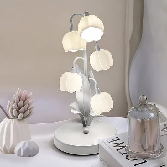 Flower Lamp for Home,5 Lily of the Valley Vintage Table Lamps (White)