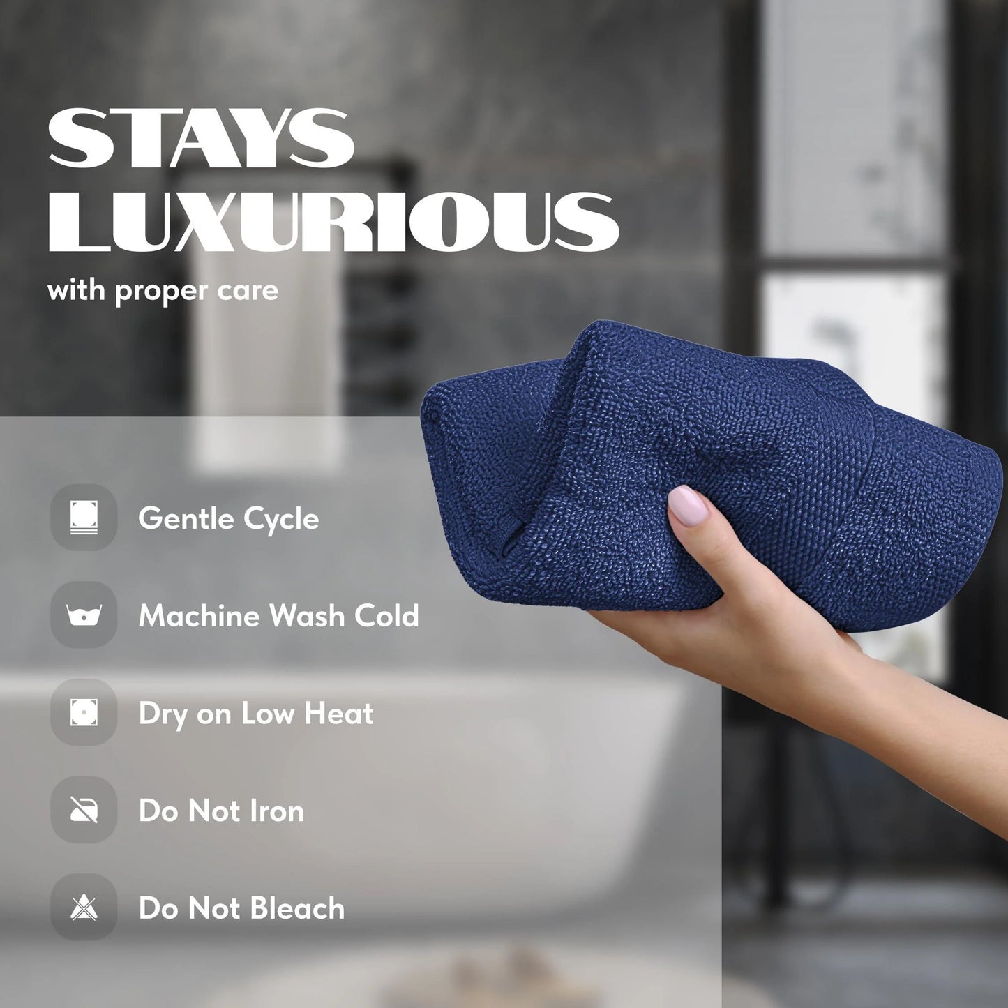 Navy Hand Towels for Bathroom 6 Pack Cotton Hand Towel Bulk 16X27 Inch for Gym Kitchen Spa Soft Highly Absorbent Quick Dry Terry Salon Towels