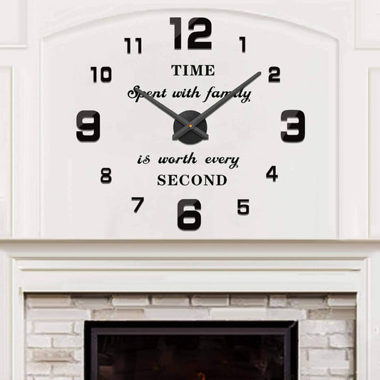 Wall Clock Big Wall Clocks for Living Room Decor, Decorative Wall Clocks Battery Operated (Black Wall Decor)