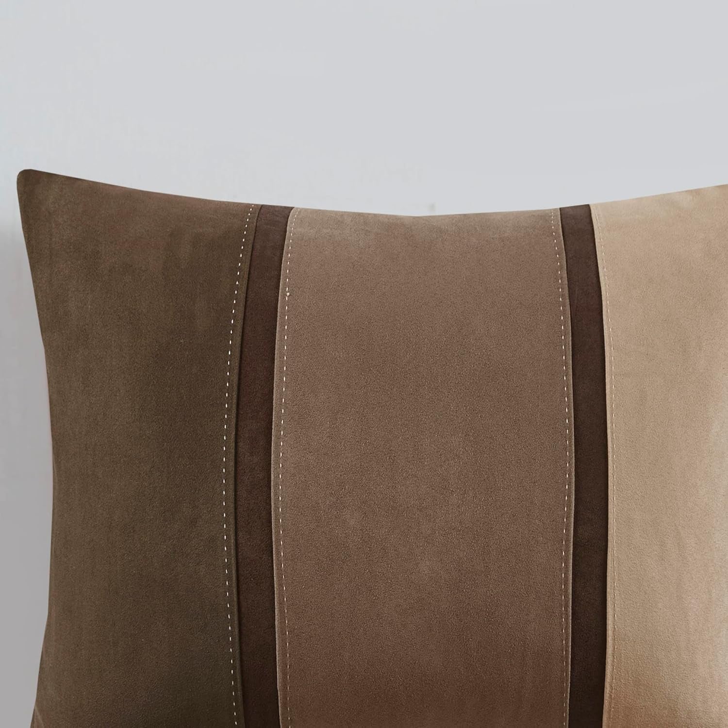 Palisades Comforter Set Modern Faux Suede Pieced Stripe Design, All Season down Alternative Cozy Bedding with Matching Shams, Decorative Pillows, King(104"X92"), Brown 7 Piece