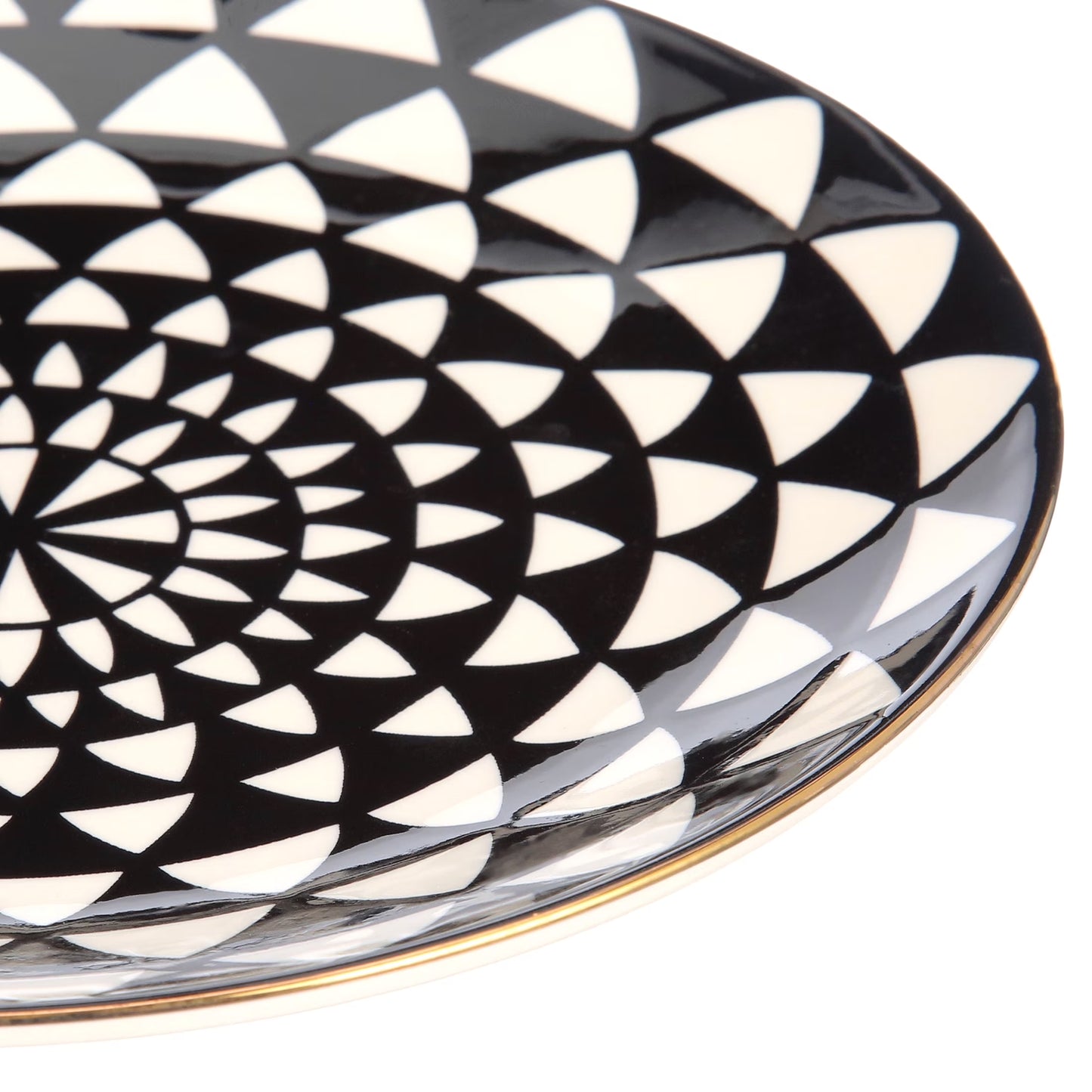 Thyme & Table Dinnerware Black & White Medallion Stoneware Salad round Plates (4 Count)