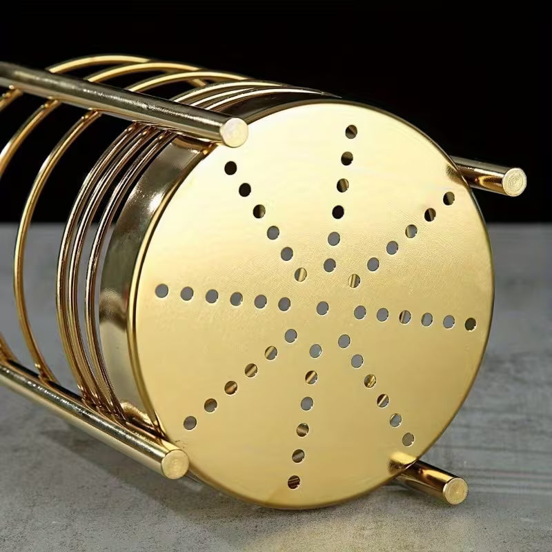 Gold Stainless Steel Cooking Utensil Set w Silicone Heads