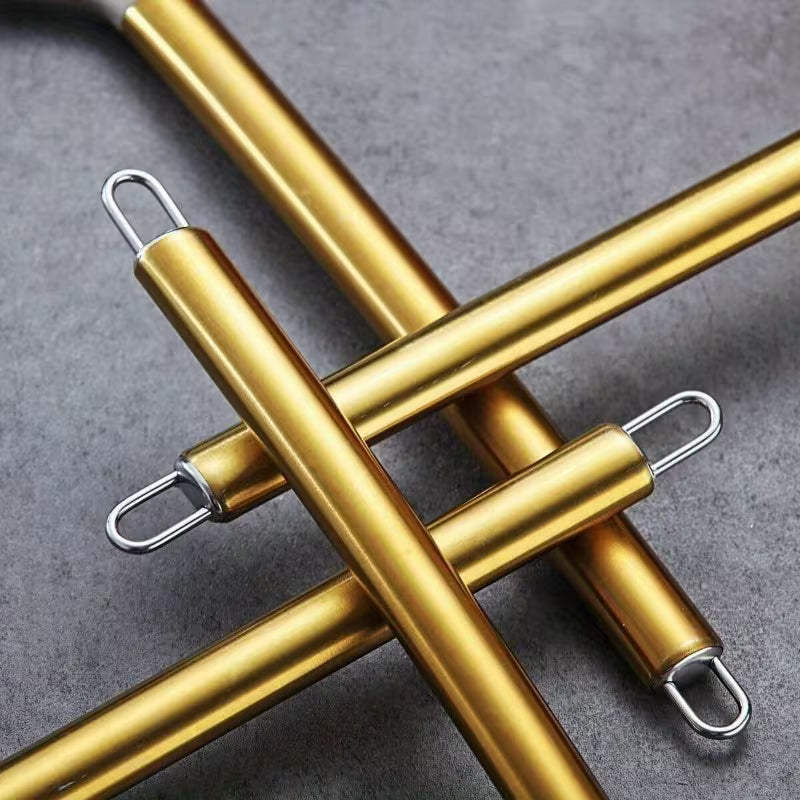 Gold Stainless Steel Cooking Utensil Set w Silicone Heads
