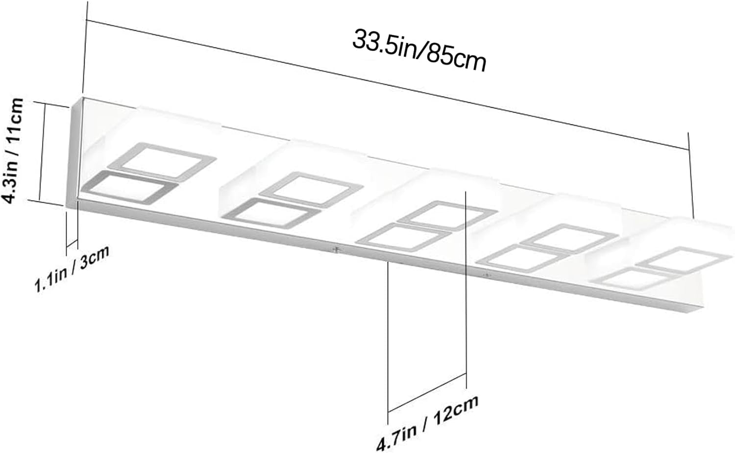 LED Bathroom Vanity Lighting Fixtures 5 Lights Acrylic Rotable 360° Modern Bathroom Vanity Light over Mirror