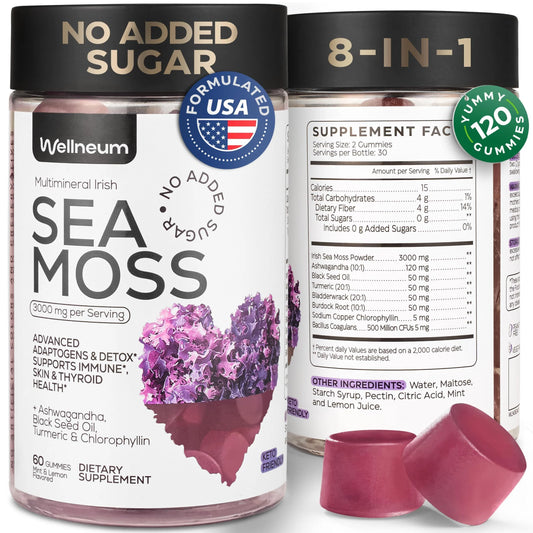 Multimineral Sea Moss Glow Gummies 3000 Mg Irish Seamoss for Immunity Thyroid