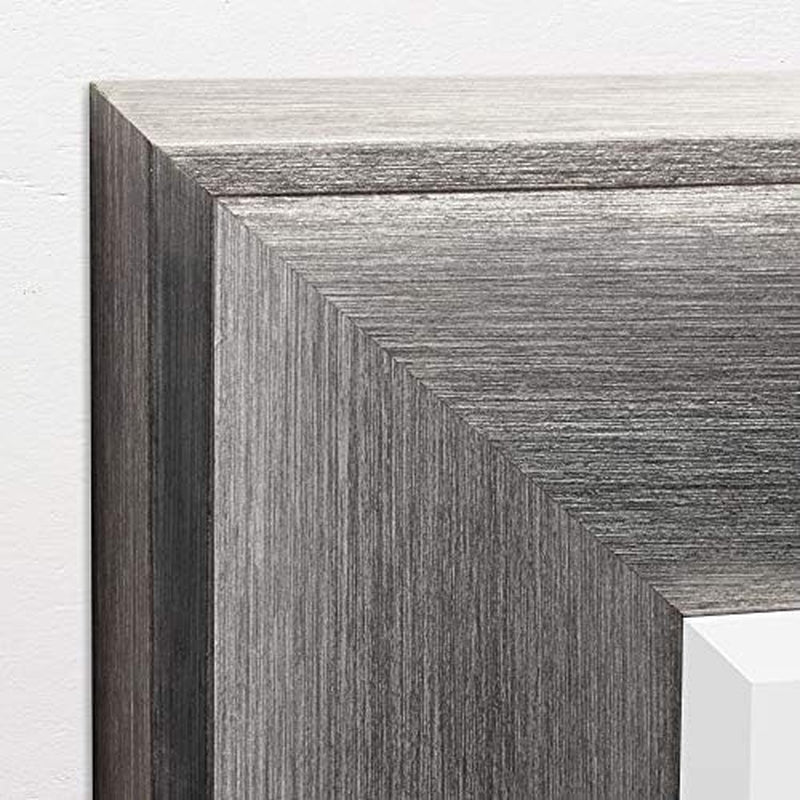 Metallic Gray Raised Lip Framed Wall Vanity Beveled Mirrors, Bathroom Mirrors, Rectangle Mirrors, Living Room Mirrors - 31.5" X 43.5"