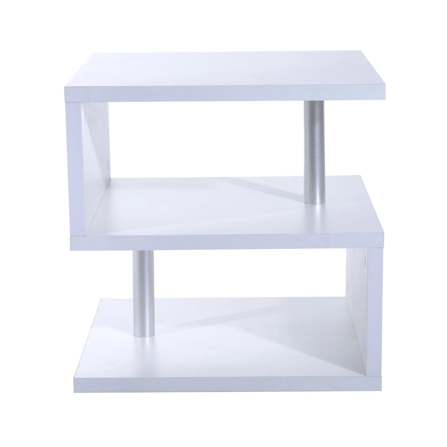 20" Modern Designer S-Shaped Multi Level Accent End Table Shelf - White