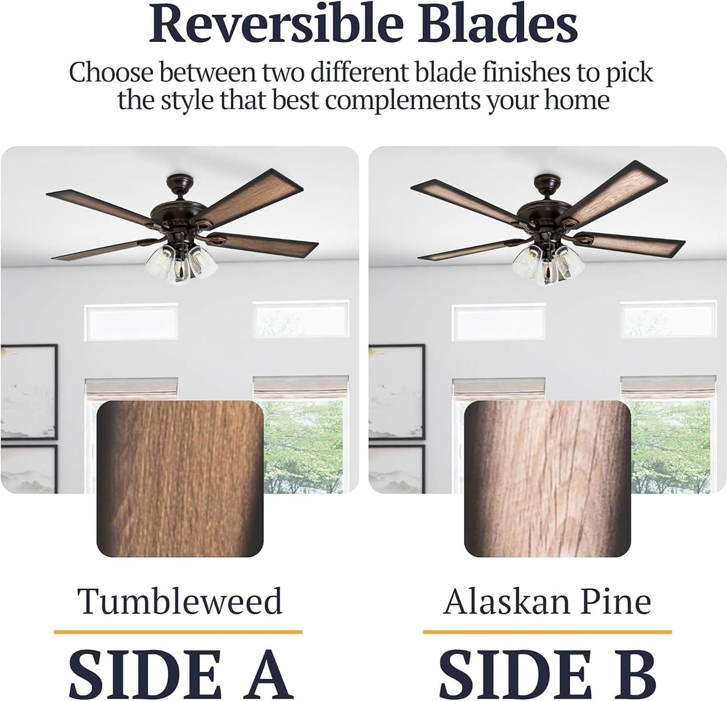 Glenmont, 52 Inch Farmhouse LED Ceiling Fan with Light, Pull Chain, Three Mounting Options, Dual Finish Blades, Reversible Motor - 40278-01 (Oil-Rubbed Bronze)