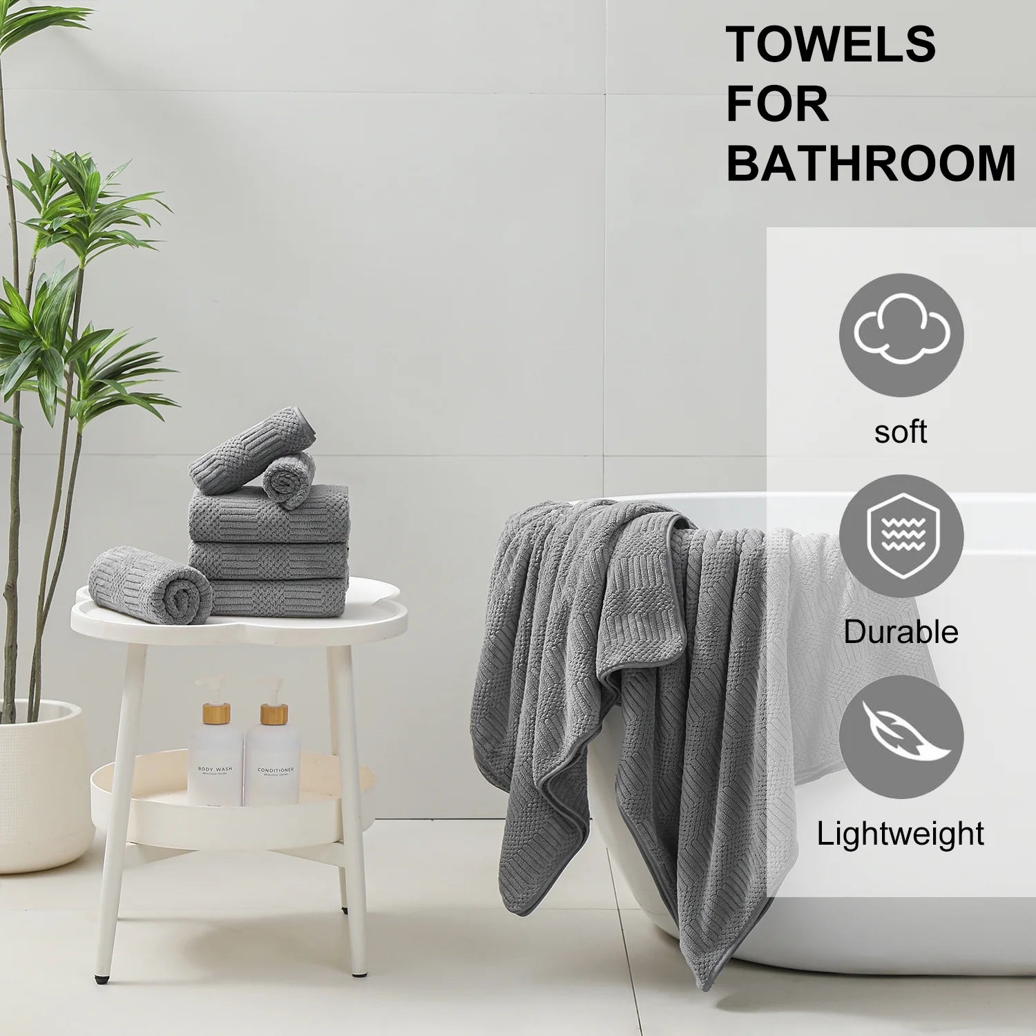 8 Piece Microfiber Bath Towel Set,700Gsm Quick Dry & Less Lint, 2 Oversized Bath Towels, 2 Towels & 4 Washcloths,Highly Absorbent,Ultra Soft Shower Towel for Bathroom Hotel-Dark Gray