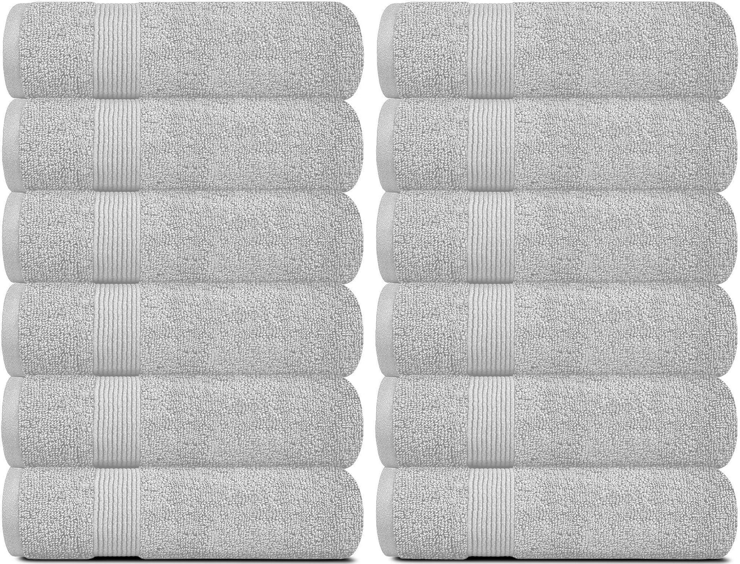 Resort Collection Soft Washcloth Face Body Towel Set 12X12 Inch 12 Pack Grey
