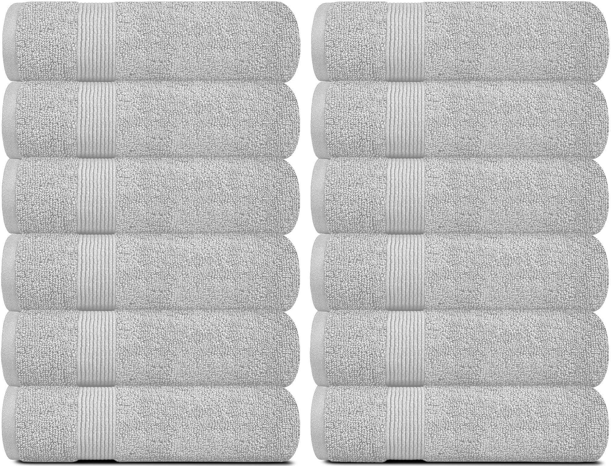 Resort Collection Soft Washcloth Face Body Towel Set 12X12 Inch 12 Pack Grey