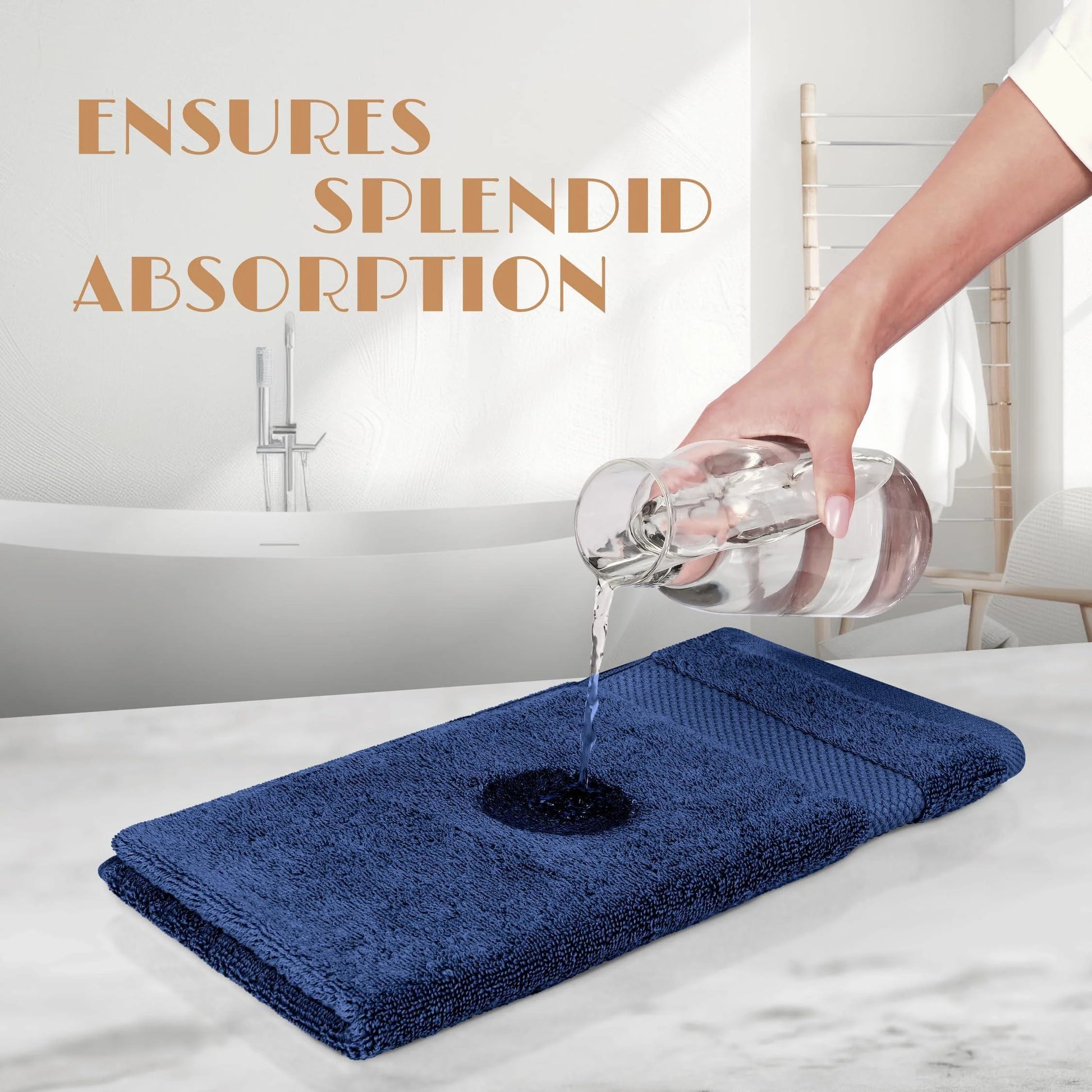 Navy Hand Towels for Bathroom 6 Pack Cotton Hand Towel Bulk 16X27 Inch for Gym Kitchen Spa Soft Highly Absorbent Quick Dry Terry Salon Towels