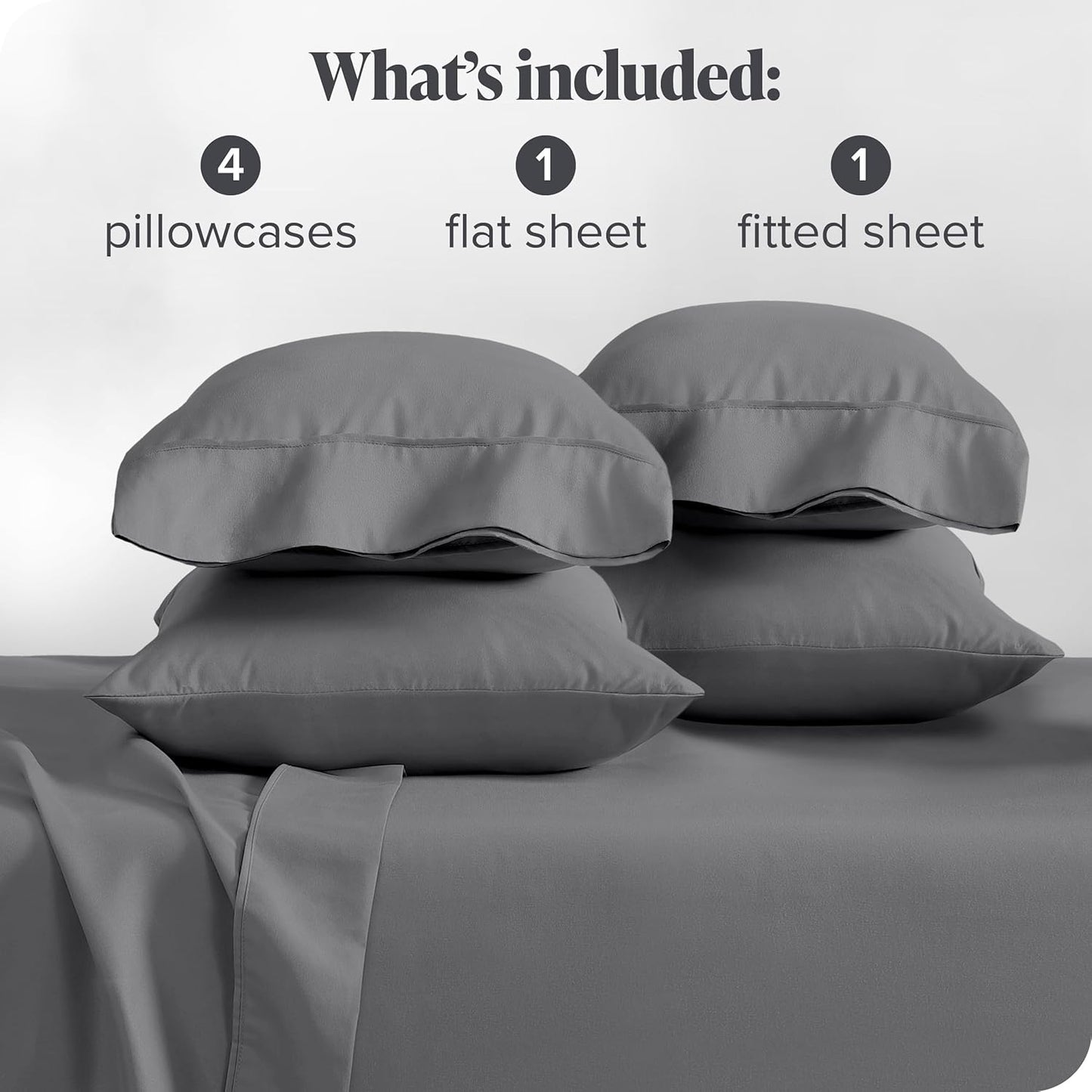 Hotel Luxury King Sheet Set, Extra Soft - 6 Piece Set - Deep Pockets - Easy Fit - Cooling & Breathable - Wrinkle, Fade, Stain Resistant - Includes 4 Pillowcases (King, Grey)