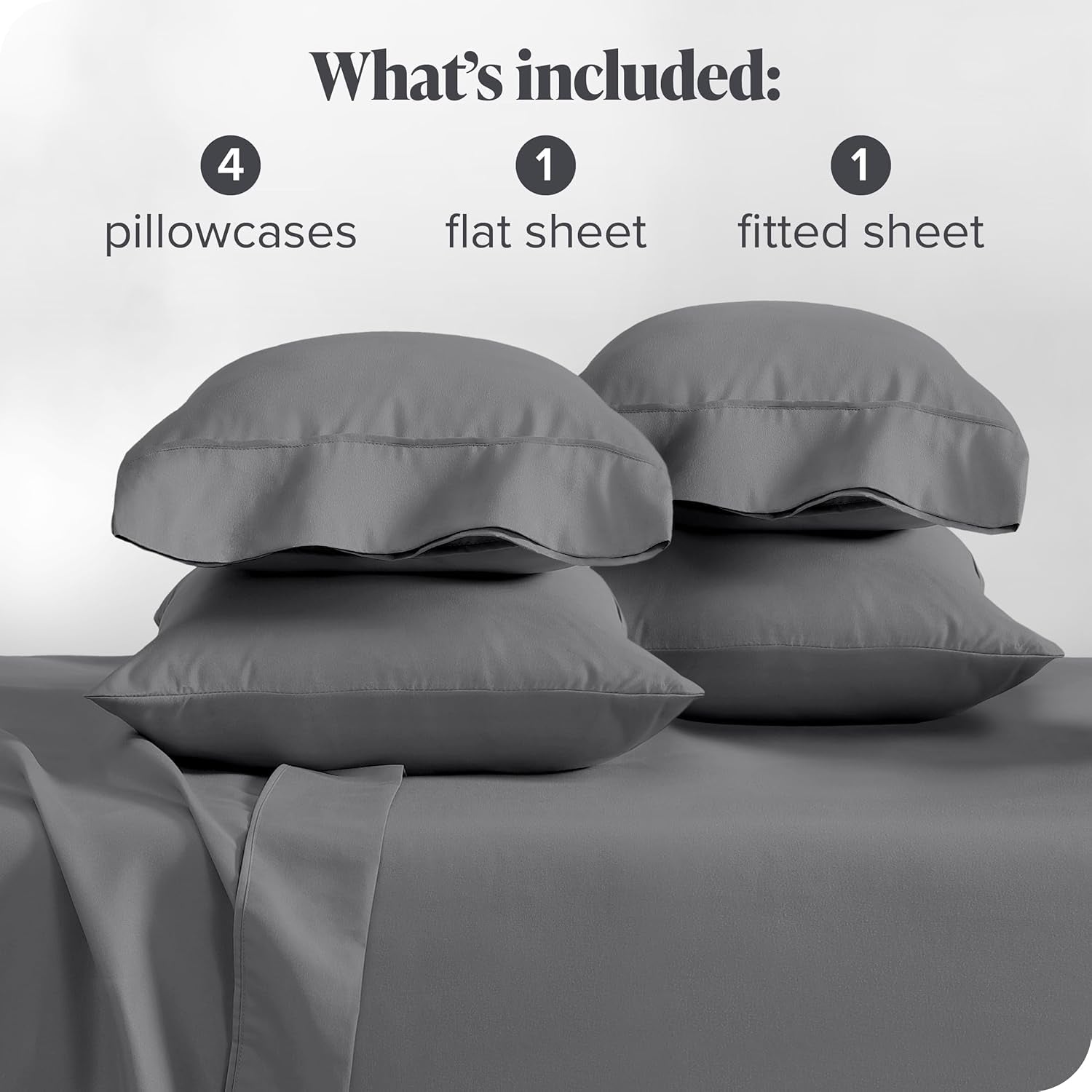 Hotel Luxury King Sheet Set, Extra Soft - 6 Piece Set - Deep Pockets - Easy Fit - Cooling & Breathable - Wrinkle, Fade, Stain Resistant - Includes 4 Pillowcases (King, Grey)