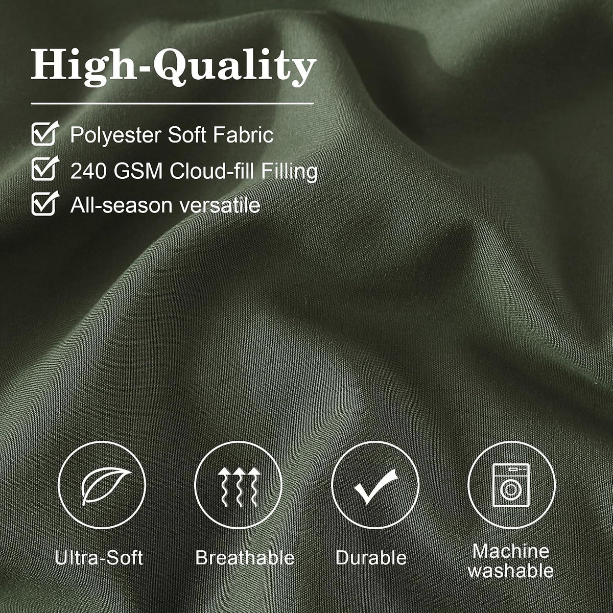 Queen Comforter Set-7 Pieces Green Soft Bed in a Bag Queen Bedding Sets