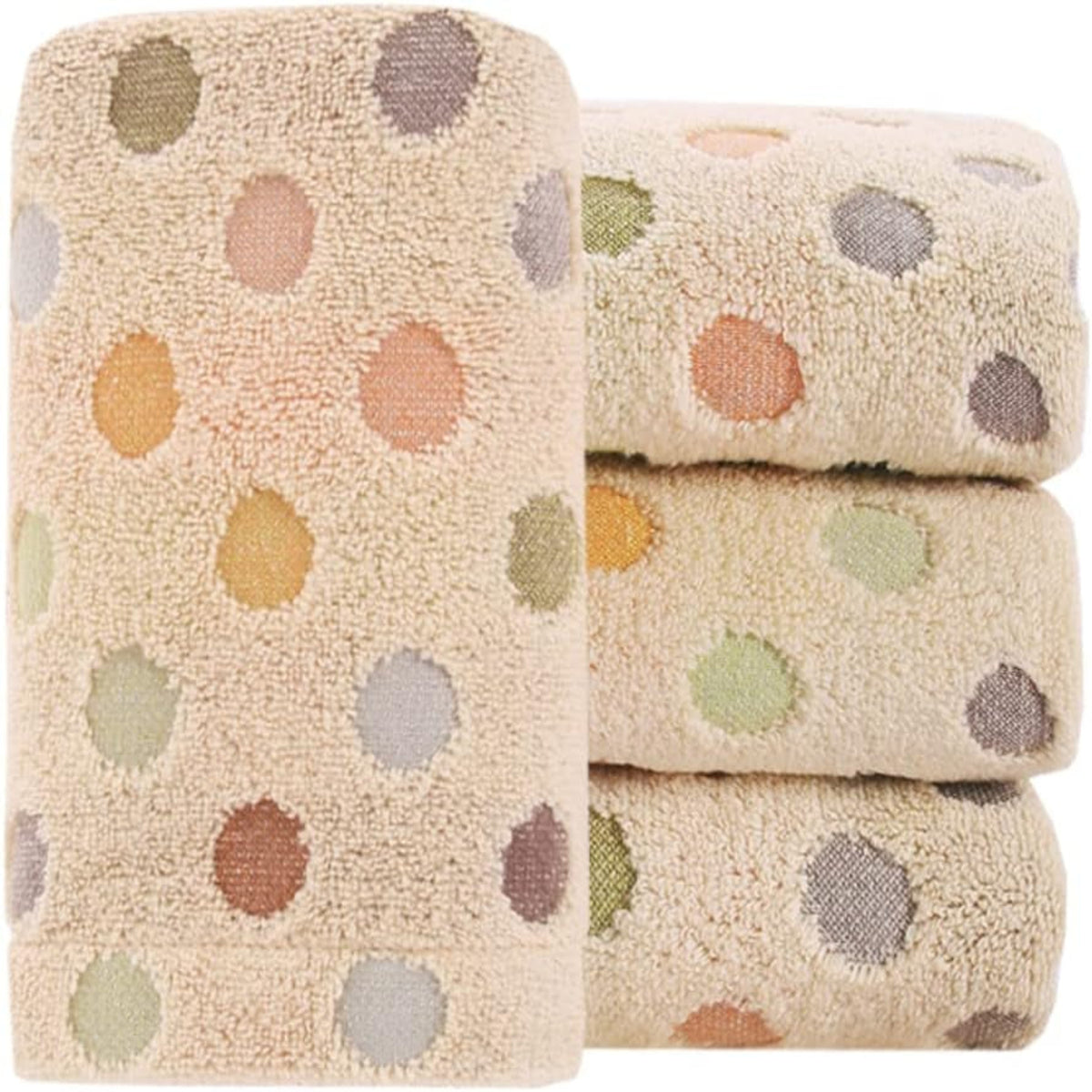 Polka Dot Absorbent Hand Towels for Bathroom Set of 4,Brown