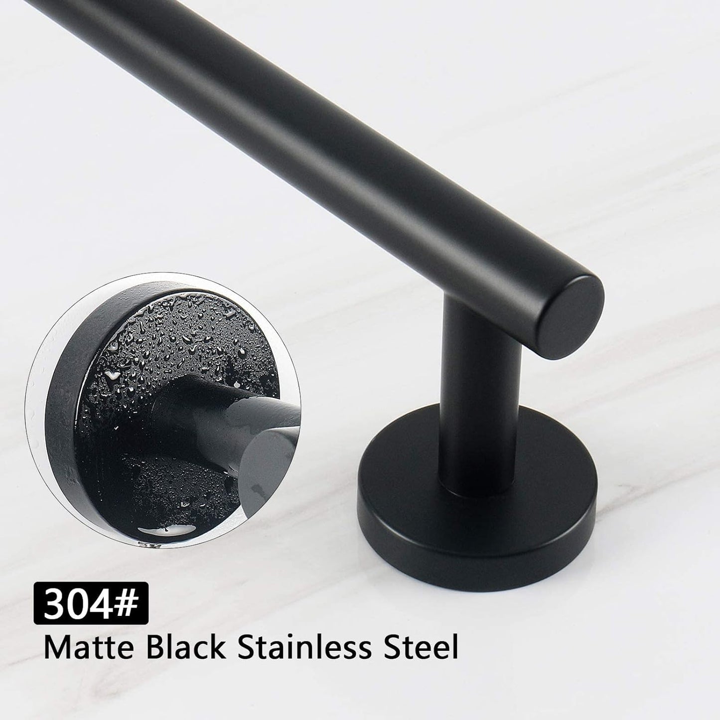 Bath Towel Bar, Bath Accessories Thicken Stainless Steel Shower Towel Rack for Bathroom, Towel Holder Wall Mounted (1 Pack, Matte Black, 24 Inch)